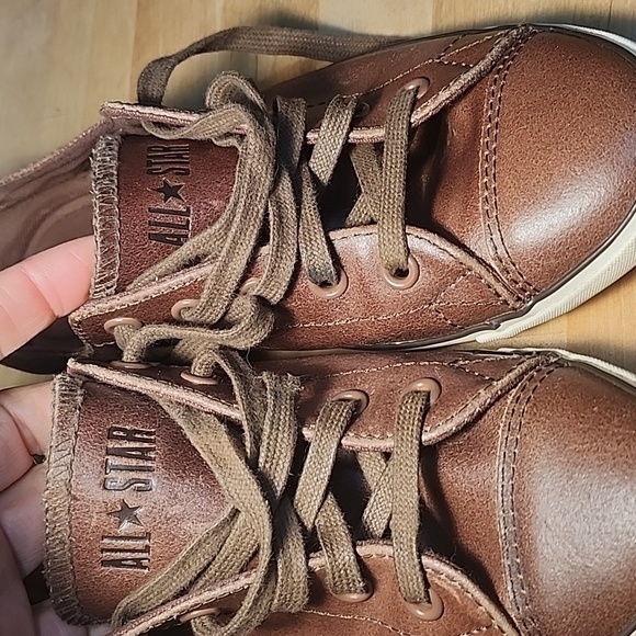 CONVERSE ALL* STAR Women’s Brown Leather Lace-Up Sneakers Shoes Size 7 US - Picture 9 of 9